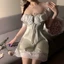HT168 Váy ngủ sexy tiểu thư ren bèo dây buộc tôn dáng, đồ ngủ lụa dáng xoè hách dáng HT168