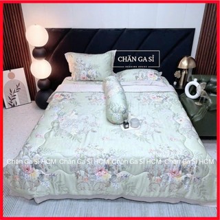 🦚ĐẲNG CẤP🦚Trọn Bộ Chăn Ga Gối Lụa Lyocell 120s Nhập Khẩu Mềm Mát, Mẫu Thiết Kế _ Chăn Ga Sỉ HCM