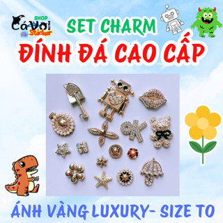 Set Charm Luxury Ánh Vàng Đính Đá – Charm Gắn Dép Sang Trọng Cao Cấp Hot Trend