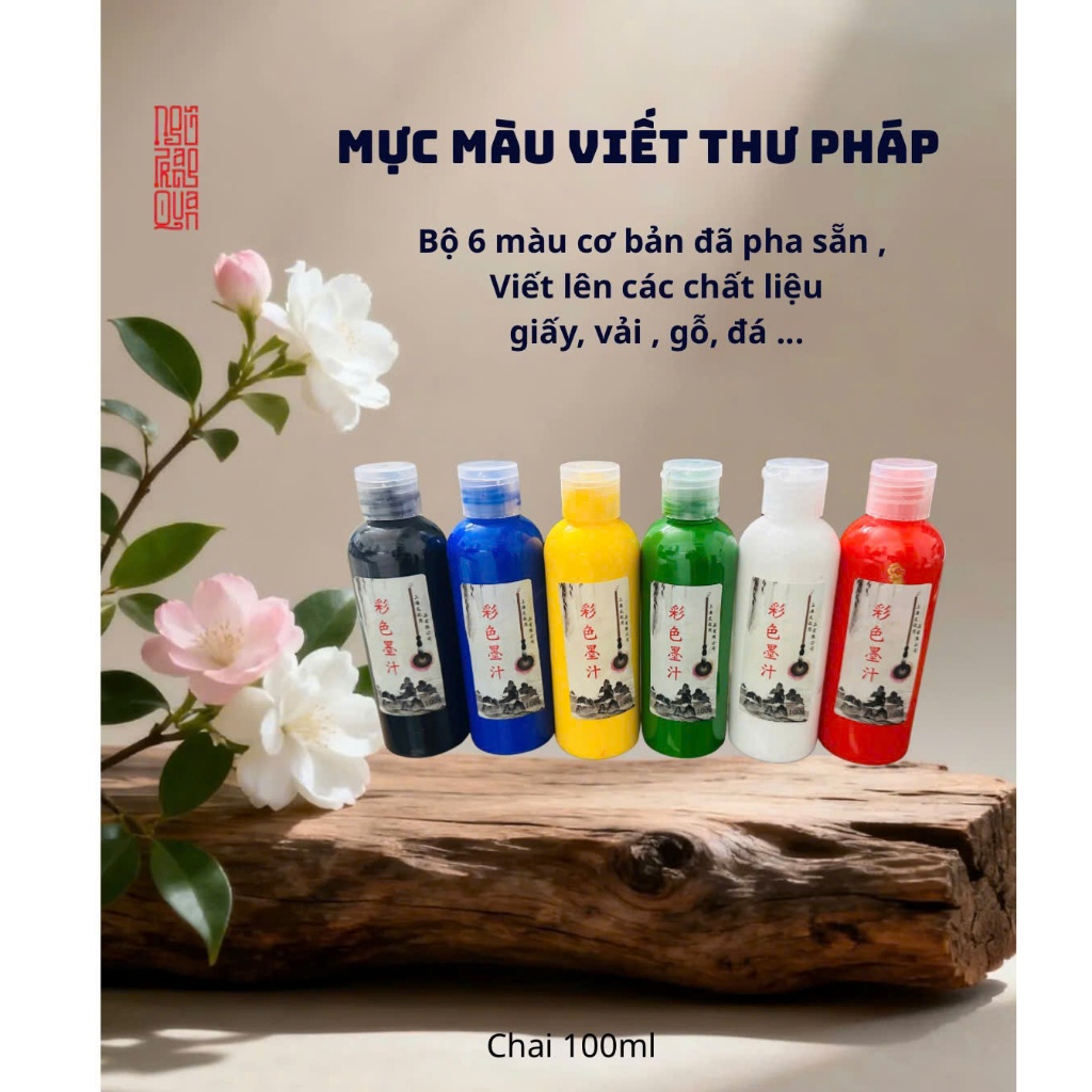 Mực màu đa năng, mực màu viết thư pháp lên các chất liệu đá, gỗ, giấy vải chai 100ml