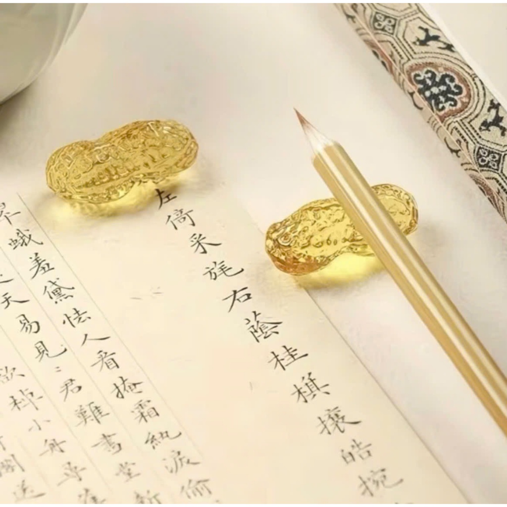 Chặn giấy gác bút chuyên dụng cho thư pháp, trái hồng, trái bí và hạt lạc thuỷ tinh. Phụ kiện trang trí bàn thư pháp
