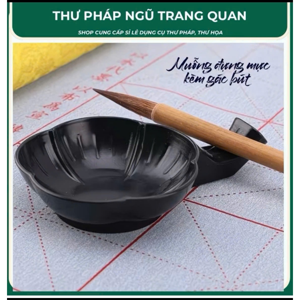 Muỗng đựng mực rẻ, muỗng đựng mực nhựa hình hoa mai vừa đựng mực làm gác bút