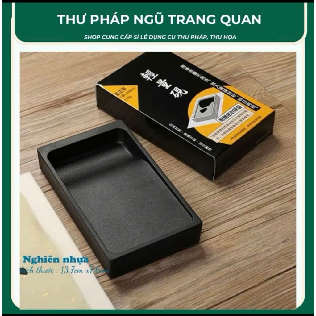 Nghiên mực nhựa, nghiên đựng mực giá rẻ dùng cho học sinh luyện thư pháp, chống rơi vỡ, gọn nhẹ