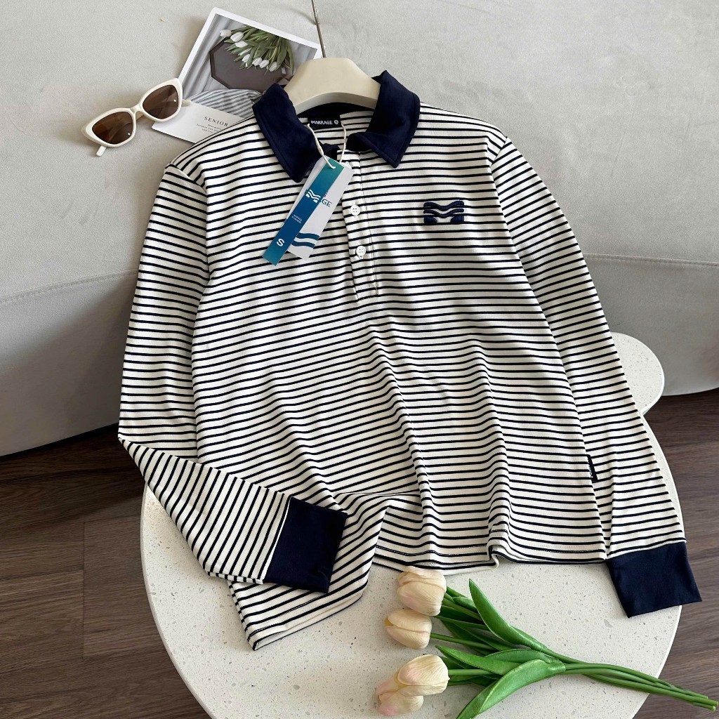 Áo Tay Dài Sọc Ngang Xanh Hot Trend Chất 100% Cotton Mềm Mịn Thoáng Mát.