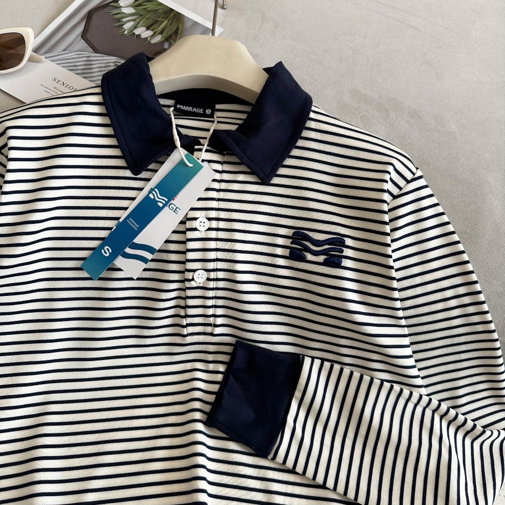 Áo Tay Dài Sọc Ngang Xanh Hot Trend Chất 100% Cotton Mềm Mịn Thoáng Mát.