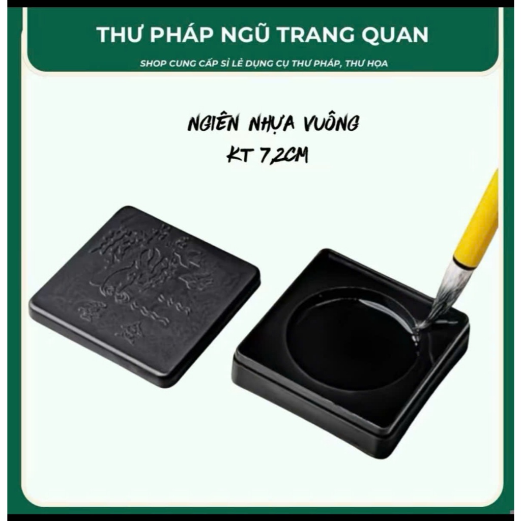 Nghiên nhựa vuông, nghiên mực nhựa giá rẻ dùng cho học sinh tập thư pháp kích thước 7,2cm