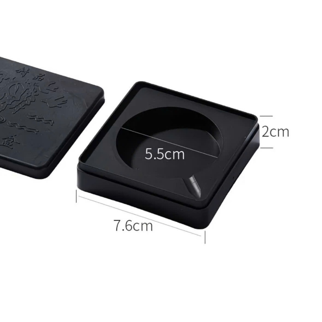 Nghiên nhựa vuông, nghiên mực nhựa giá rẻ dùng cho học sinh tập thư pháp kích thước 7,2cm