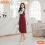 Đầm thiết kế BEMINE cổ chữ V phối bèo tay dài dáng chữ A phù hợp đi làm-B164
