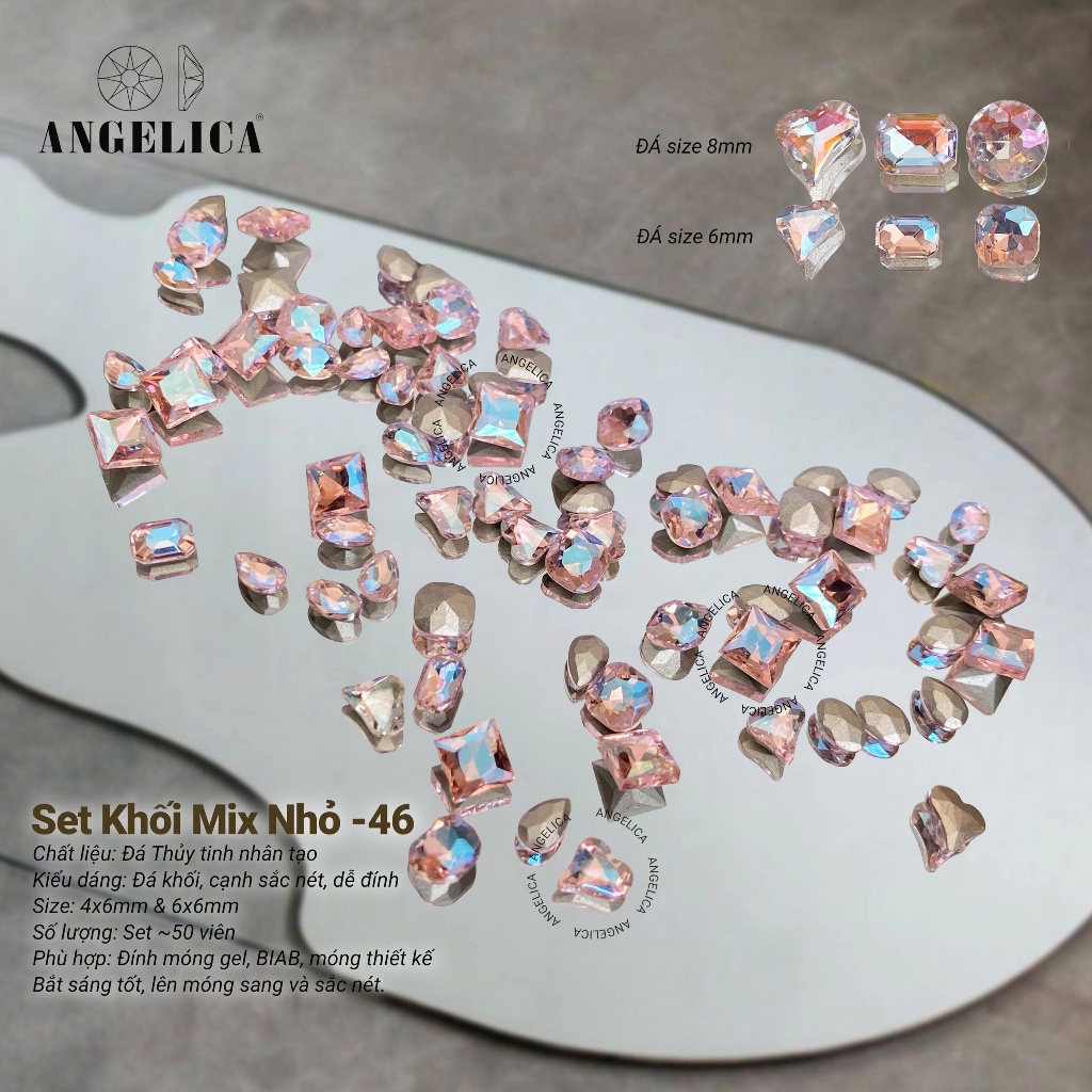 Set Đá Khối Size Mini ( 4 -6mm ) ANGELICA - Đá Nail Cao Cấp