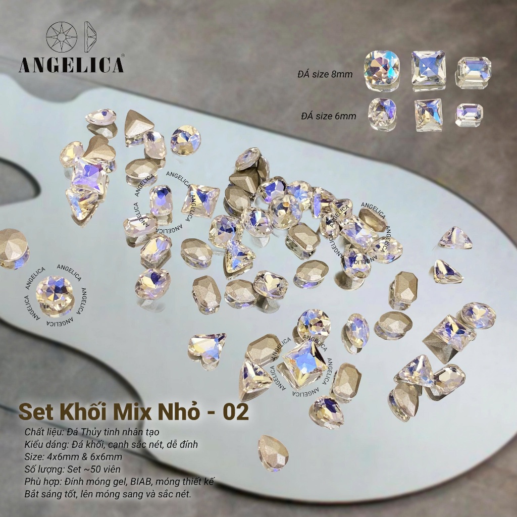 Set Đá Khối Size Mini ( 4 -6mm ) ANGELICA - Đá Nail Cao Cấp