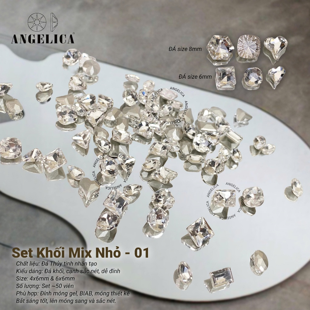 Set Đá Khối Size Mini ( 4 -6mm ) ANGELICA - Đá Nail Cao Cấp