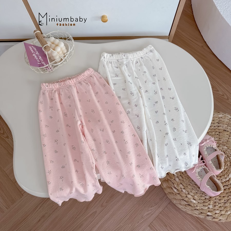 Set bộ dài tay bé gái 1-6 tuổi cổ yếm thỏ mix quần dáng suông, chất cotton mềm mại Miniumbaby SB2433