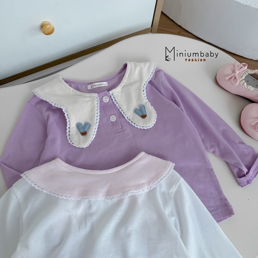 Set bộ dài tay bé gái 1-6 tuổi cổ yếm thỏ mix quần dáng suông, chất cotton mềm mại Miniumbaby SB2433