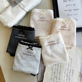 Quần Lót Cotton Nữ Trơn Viền Ren Đính Nơ Bắt Mắt, Quần Chip Mềm Thoáng Đáy 2 Lớp King Shop L-5210