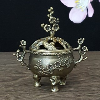Lư hương thơm Đài ba chân Mai Hoa Mini đốt trầm-Lư hương Mai Hoa đài ba chân đốt trầm cỡ bé-Vân Mây Cỡ Nhỏ Dùng Nhà