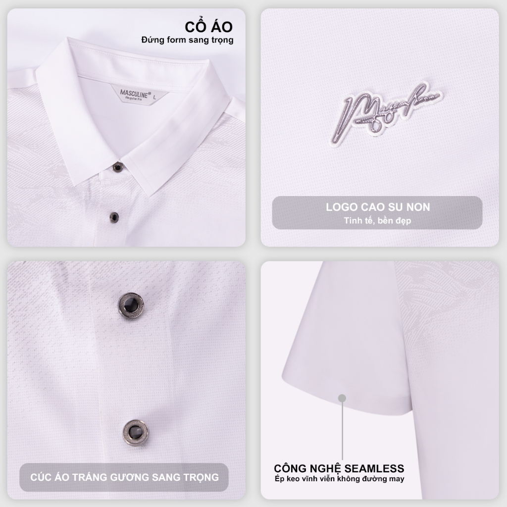 Áo polo nam MASCULINE APL613 cao cấp, form slim fit co giãn chất liệu silk nylon spandex