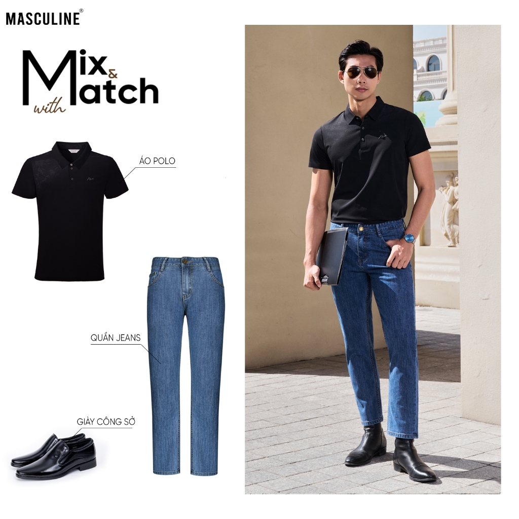 Áo polo nam MASCULINE APL613 cao cấp, form slim fit co giãn chất liệu silk nylon spandex