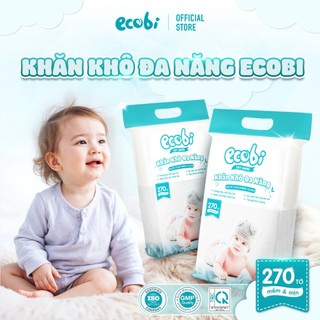 MUA 2 TẶNG 2_Thùng 04 túi khăn vải khô đa năng Ecobi cao cấp túi 270 tờ mềm dai thấm hút tốt