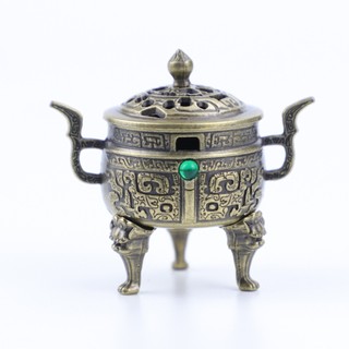 Lư hương thơm Đá Tráng Mini Lư hương Đài Ba Chân Thiên Nguyên đốt trầm cỡ bé Vân Mây Dùng Nhà Cỡ Nhỏ