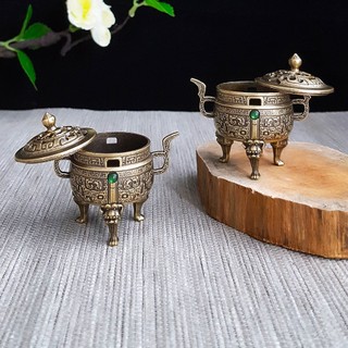 Lư hương thơm Đá Tráng Mini Lư hương Đài Ba Chân Thiên Nguyên đốt trầm cỡ bé Vân Mây Dùng Nhà Cỡ Nhỏ