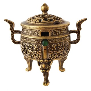 Lư hương thơm Đá Tráng Mini Lư hương Đài Ba Chân Thiên Nguyên đốt trầm cỡ bé Vân Mây Dùng Nhà Cỡ Nhỏ
