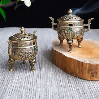 Lư hương thơm Đá Tráng Mini Lư hương Đài Ba Chân Thiên Nguyên đốt trầm cỡ bé Vân Mây Dùng Nhà Cỡ Nhỏ