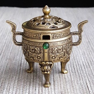 Lư hương thơm Đá Tráng Mini Lư hương Đài Ba Chân Thiên Nguyên đốt trầm cỡ bé Vân Mây Dùng Nhà Cỡ Nhỏ