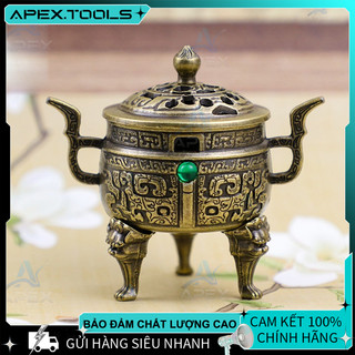 Lư hương Đài Ba Chân Thiên Nguyên Đá Tráng Mini đốt trầm cỡ bé Lư hương thơm Vân Mây Dùng Nhà