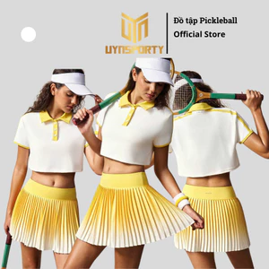 Đồ Tập Pickleball Nữ UYNSPORTY Áo Polo Tay Ngắn Phối Màu, Kèm Chân Váy Xếp Ly, Bộ Đồ Pickleball Nữ