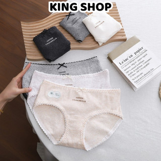 Quần Lót Cotton Nữ Trơn Viền Ren Đính Nơ Bắt Mắt, Quần Chip Mềm Thoáng Đáy 2 Lớp King Shop L-5210