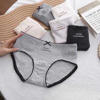 Quần Lót Cotton Nữ Trơn Viền Ren Đính Nơ Bắt Mắt, Quần Chip Mềm Thoáng Đáy 2 Lớp King Shop L-5210