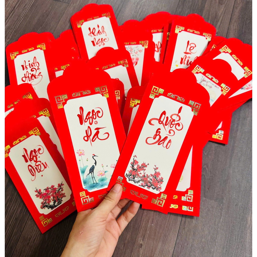 Phôi lì xì trơn viết thư pháp, trang trí đón Xuân, bao lì xì cỡ 9x17cm dày, đỏ tươi và có mùi thơm. Set 10 cái