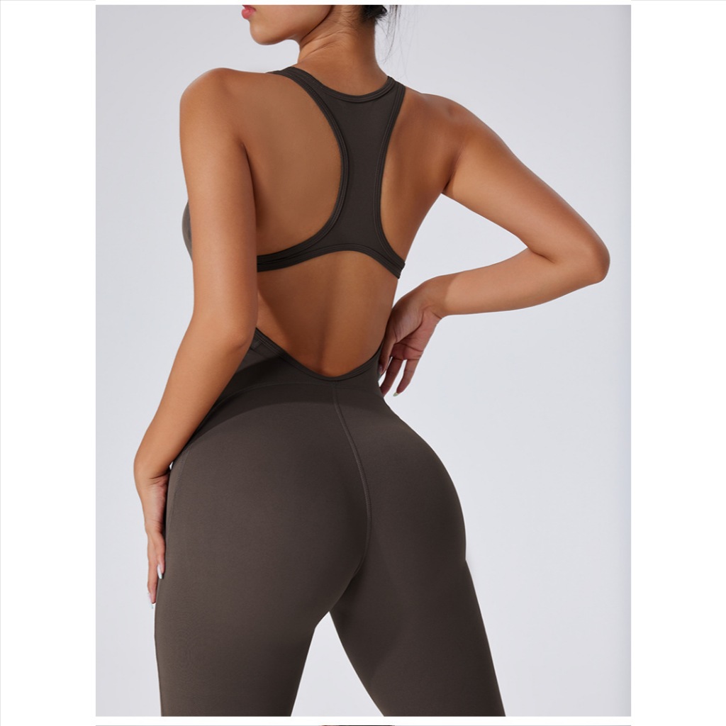 【Fumeng】Áo liền thân tập gym nữ phong cách hotgirl thấm hút nhanh cao cấp nâng mông hồng đào eo dẹt lưng trống cổ U