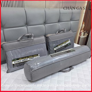 🎋Gối Cao Su Non Than Hoạt Tính Đàn Hồi, Bền Đẹp, Kháng Khuẩn, Không Xẹp Lún _ Chăn Ga Sỉ HCM
