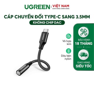 Cáp chuyển đổi Type C to 3.5mm UGREEN AV142| Không chip DAC không tương thích iPad/Samsung | BH 18 tháng 1 đổi 1