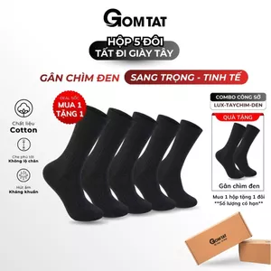 Hộp 5 đôi tất nam đi giày tây cao cổ GOMTAT gân chìm, vớ công sở nam thoáng khí - LUX-TAYCHIM-DEN-CB5