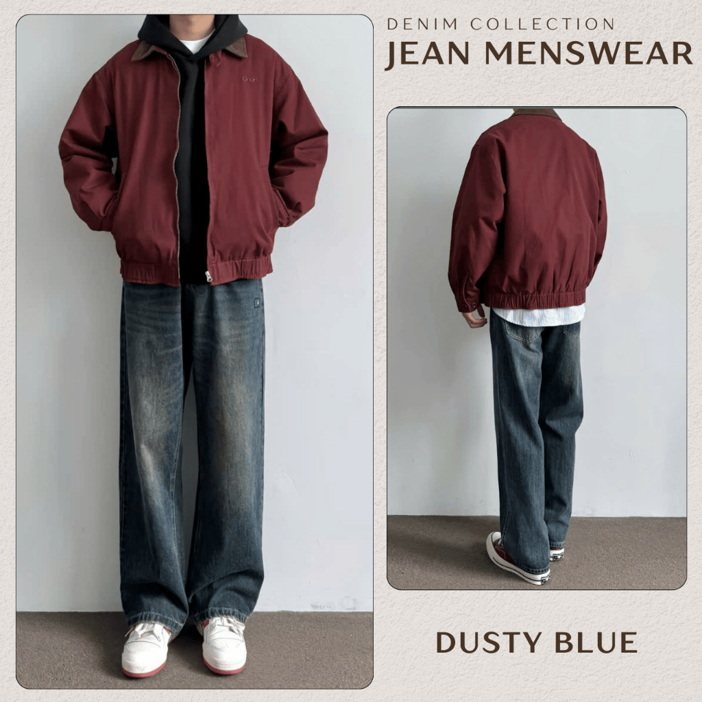 Quần Jean Nam Form Reguilar Màu Dusty Wash Cao Cấp, Quần Dusty Blue Vải Jean Mềm Dày Dặn Có Bigsize