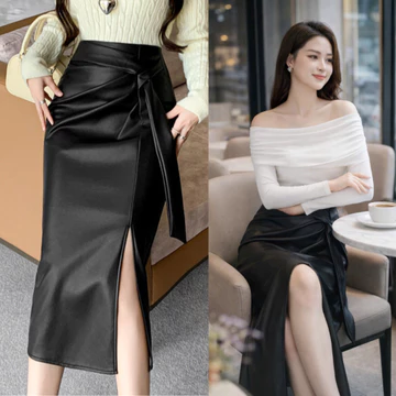 Chân váy Da nhập khẩu Oxatyl V89233 chất váy da dày đẹp dáng váy dài xuông