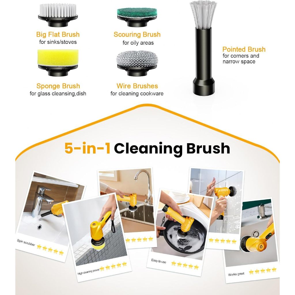 Bộ Phụ Kiện Bàn Chải Vệ Sinh Qimedo, Đầu Bàn Chải Đa Năng Chống Nước Ipx7 + Pin Dung Lượng Cao 21V + Bộ Chuyển Đổi Nguồn