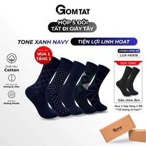 Hộp 5 đôi tất giày tây nam công sở GOMTAT mẫu MIX16, chất liệu cotton mềm mại, hút ẩm thoáng khí - LUX-MIX16-CB5