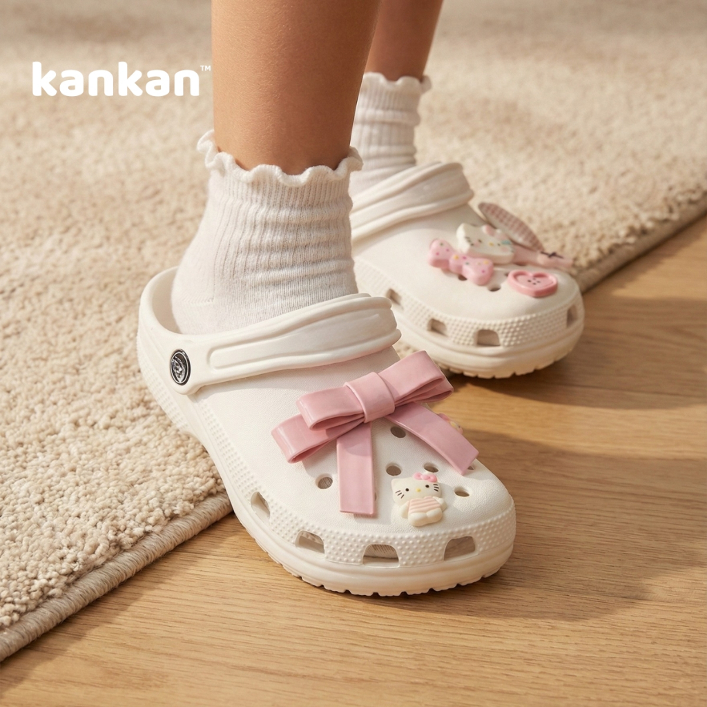 Sục Cho Bé Gái KanKanStore Dép Sục Trẻ Em Cao Cấp Quai Nơ Chống Trơn Trượt Nhẹ Êm Chân Ka063
