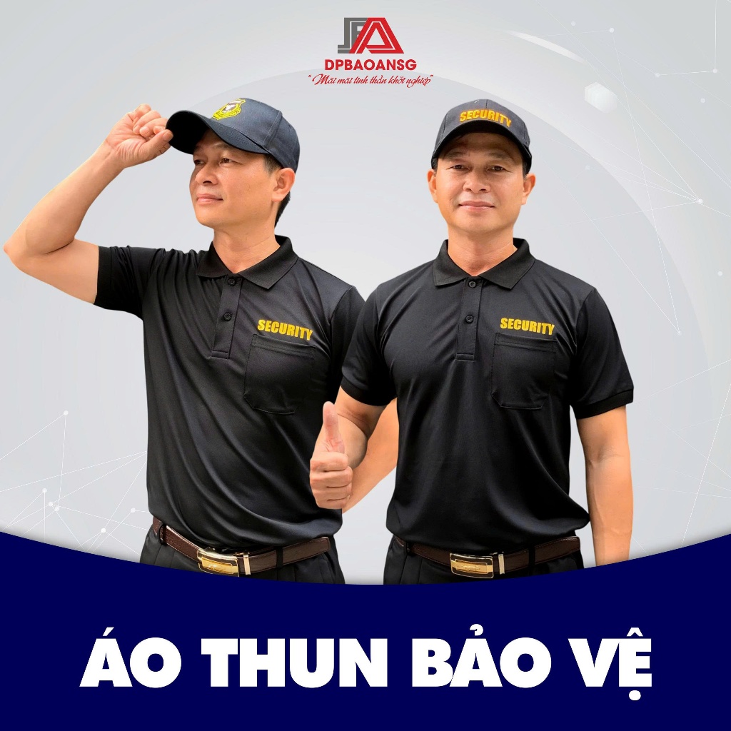 Đồng Phục Bảo Vệ Màu Đen Thêu Chữ Vàng – Nguyên Bộ Hoặc Tách Lẻ Áo Quần