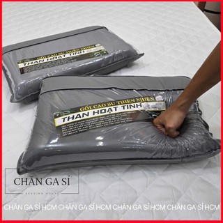 🎋Gối Cao Su Non Than Hoạt Tính Đàn Hồi, Bền Đẹp, Kháng Khuẩn, Không Xẹp Lún _ Chăn Ga Sỉ HCM
