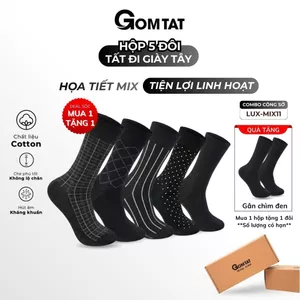 Hộp 5 đôi tất nam công sở GOMTAT mẫu MIX11, vớ đi giày tây nam chất liệu cotton cao cấp - LUX-MIX11-CB5