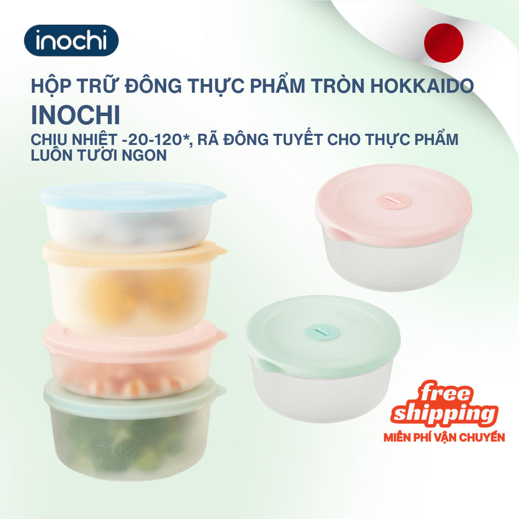 Hộp thực phẩm trữ đông TRÒN chịu nhiệt -20-120*C, đồng hồ ghi nhớ thời gian, thiết kế xếp chồng