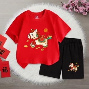 Bộ Cotton Trẻ Em TẾT 2026 XUÂN BÍNH NGỌ, Vải Cotton Chính Phẩm Siêu Mát Co Dãn 4 Chiều, Size 7-32kg, 4 màu áo, 01