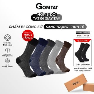 Hộp 5 đôi tất vớ nam công sở cổ cao GOMTAT chất liệu cotton cao cấp, hút ẩm, thoáng khí chống mùi hôi - LUX-TAY01-CB5