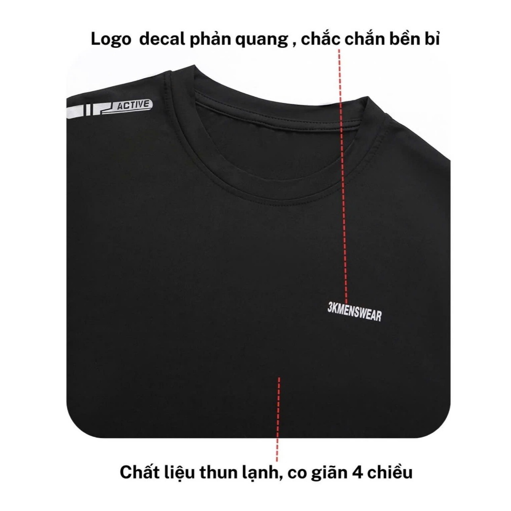 Áo Thun Nam Dài Tay, Áo Giữ Nhiệt 3KMEN Thun Lạnh 4 Chiều Co Giãn Logo In Nhiệt Form 50-85kg