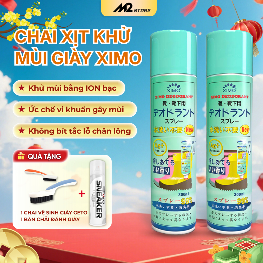 Bình xịt khử mùi hôi chân khử mùi giày Ximo 300ml, Xịt khử mùi giày ngăn mồ hôi công nghệ bạc AG+