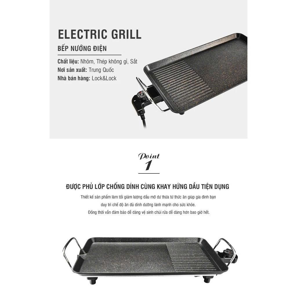 Bếp Nướng Điện LocknLock Electric Grill EJG212BLK 220-240V, 50/60Hz, 1800W - Màu Đen - K-MALL